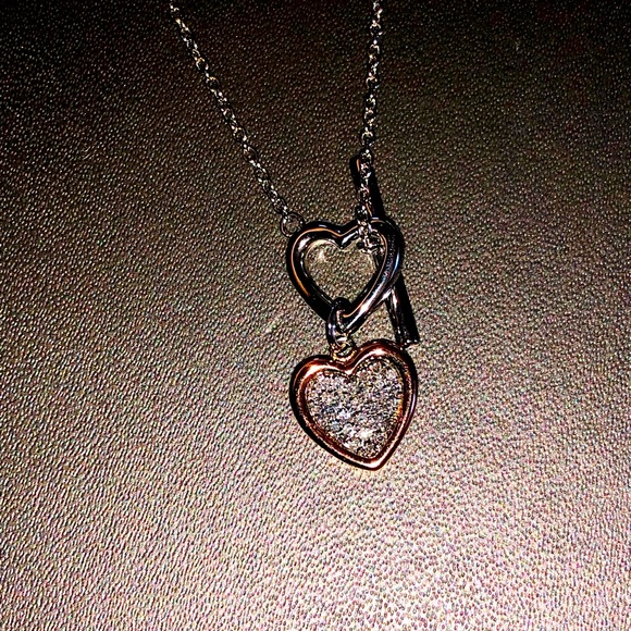 Jewelry - Beautiful real diamond two way necklace I love you valentines anniversary gift